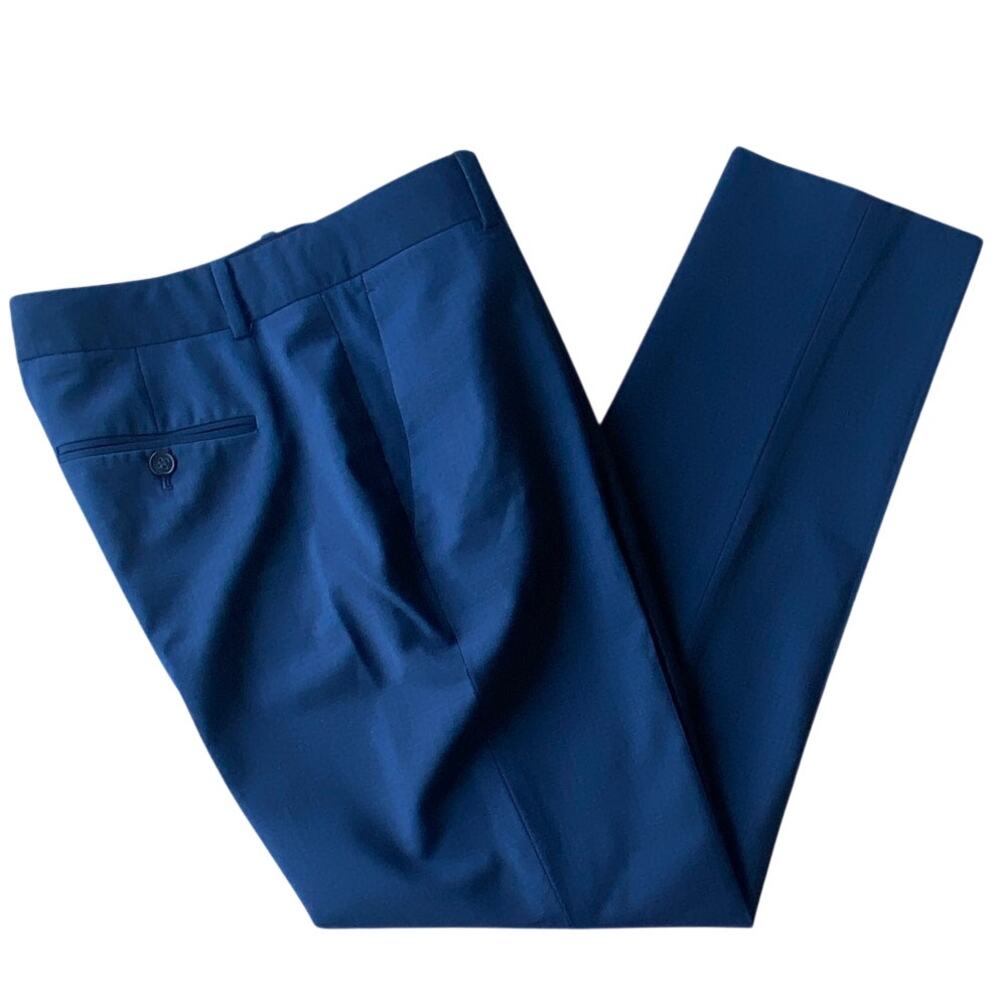 Theory Women's Blue Testra 2B Trousers Slim Cropped Tapered Pants Wool Size 6